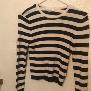 Cropped striped long sleeved shirt
